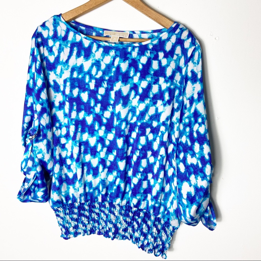 Michael Kors Womens Blue Abstract Top Size Medium